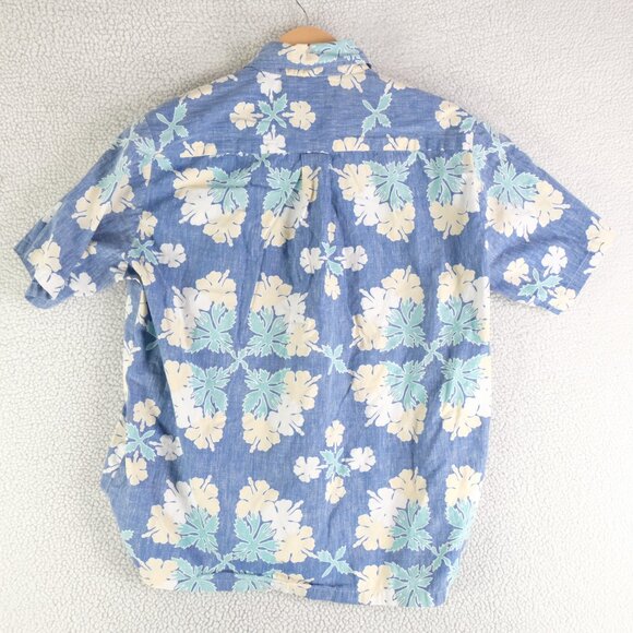 Kahala Hawaiian Shirt Mens Large Blue Floral Reverse Print Popover Camp Vintage - Picture 3 of 9